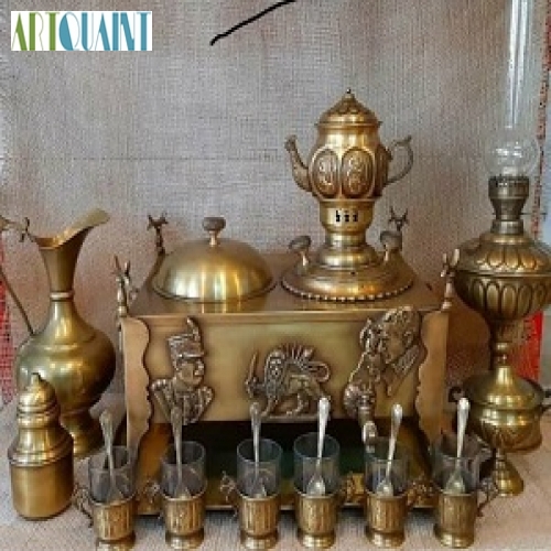 خرید، قیمت و مشخصات منقل سماوری برنجی 8 کیلویی ، با ورق بسیار با کیفیت بالا، 20 پارچه | هنرظریف