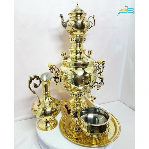 خرید سماور برنجی زغالی ۶ لیتری قلع کاری صادراتی | هنرظریف