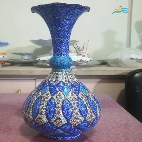 گلدان شلغمی میناکاری مسی با زیرساخت عالی و بادوام | هنرظریف