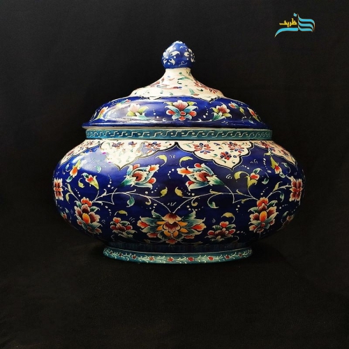 خرید، قیمت و مشخصات قندان مسی میناکاری طراحی سنتی با زیر ساخت سنگین و با کیفیت | هنرظریف