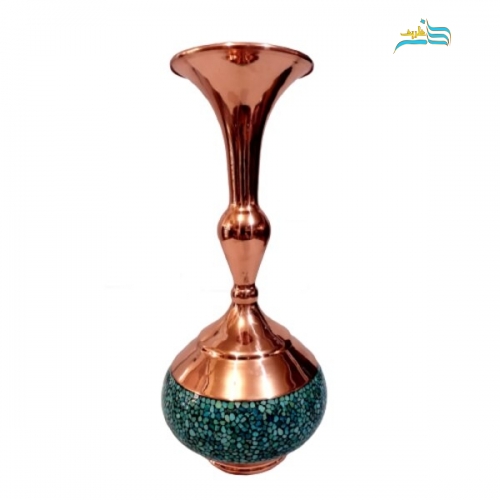 خرید، قیمت و مشخصات گلدان فیروزه کوبی مدل شلغمی کد ۱۰۱۴ سنگ فیروزه اصل نیشابور با لایه محافظتی | هنرظریف