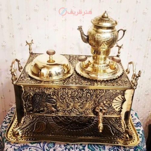 خرید منقل سماوری برنجی قلمزنی دست اعلاء سنگین وزن ورق ضخیم | هنرظریف