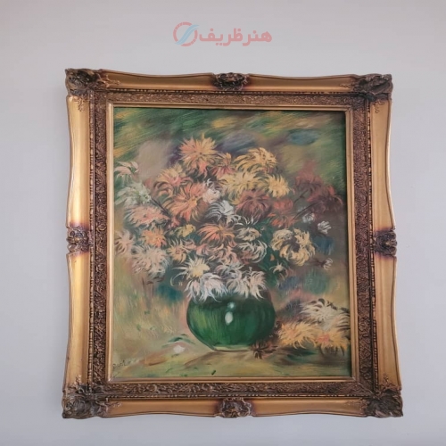 خرید، قیمت و مشخصات تابلوی نقاشی رنگ روغن گل های داوودی به همراه قاب، با کیفیت و ضمانت | هنرظریف