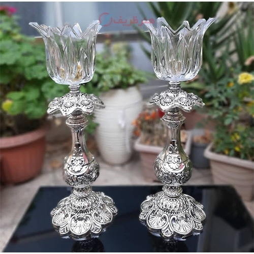 خرید آنلاین، شمعدان تمام آلیاژ نقره ای، زیبا و با کیفیت، رنگ ثابت و تضمینی، زیر قیمت بازار | هنرظریف