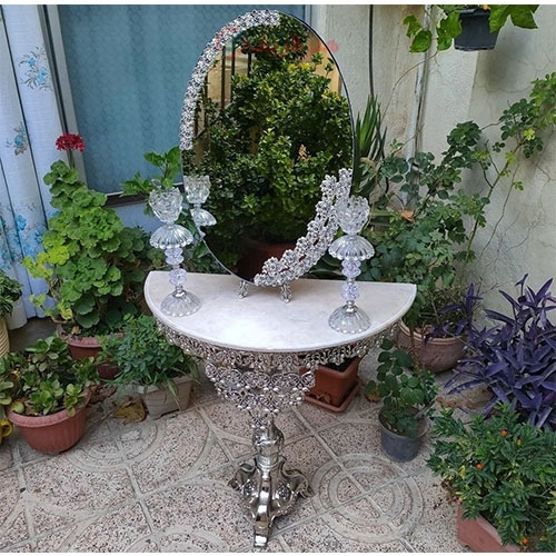 خرید آنلاین، سرویس کامل آینه و شمعدان و میز کنسول آلیاژ، روکش نقره با ضمانت، زیر قیمت بازار | هنرظریف