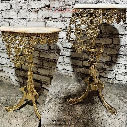 خرید، قیمت و مشخصات میز تلفن پایه ماهی ستون فرشته و سوراهی گل رز، آبکاری درجه یک زیر قیمت بازار ، کیفیت عالی هنرظریف