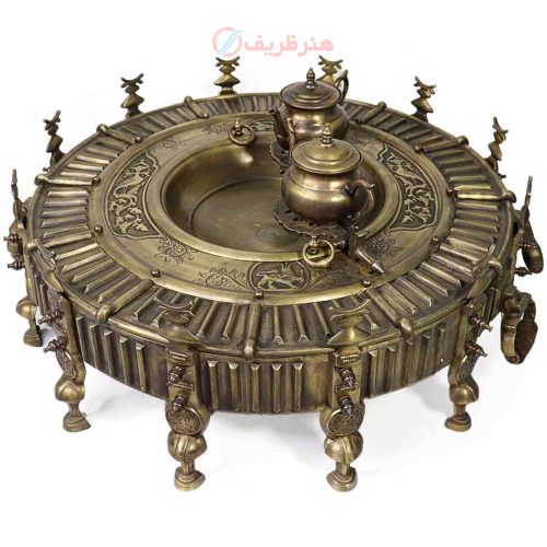 خرید، قیمت و مشخصات منقلزغالی برنجی خان بختیاری قطر 78، سنگین وزن با بالاترین کیفیت _ هنرظریف