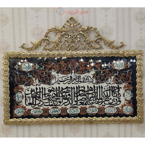 خرید، قیمت و مشخصات تابلو فرش برنز و ان یکاد گل رز برجسته سایز بزرگ تاج دار، شیک و خاص_ هنرظریف