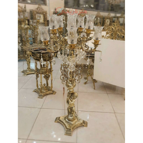 خرید، قیمت و مشخصات آباژور ایستاده برنزی، مدل فرشته نه شاخه، با کیفیت عالی _ هنرظریف