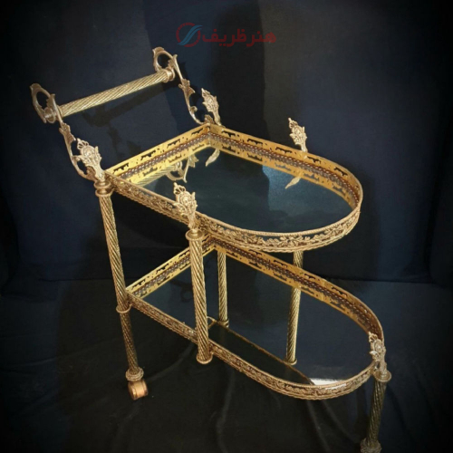 خرید، قیمت و مشخصات میز بار برنزی اصل، مدل حاشیه گل؛ دست دوز _ هنرظریف