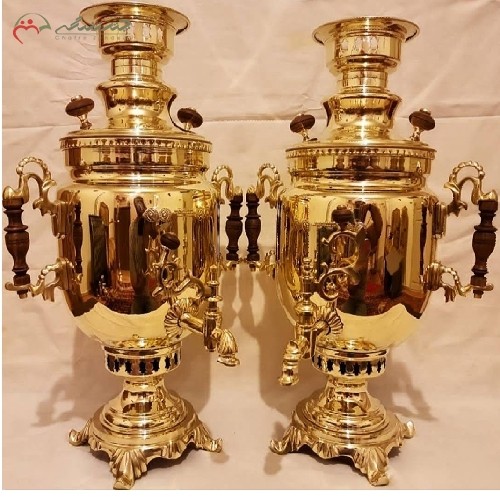 خرید آنلاین، سماور ذغالی ریخته گری شده کد 114، مدل نظر و دسته های طرح دلبر با رنگ طلایی و ضمانت، شیک و درخشان، با قیمت مناسب | هنرظریف