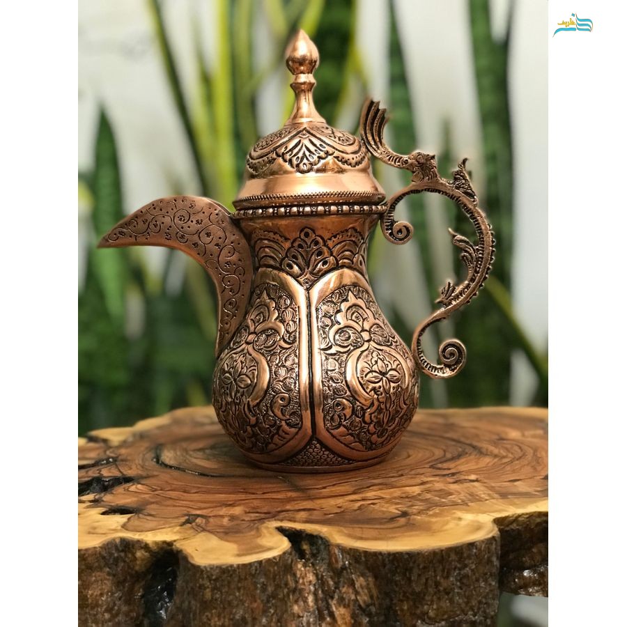 خرید قهوه‌جوش مسی قلمزنی اسلیمی ورق ضخیم با پوشش کوره‌ای | هنرظریف