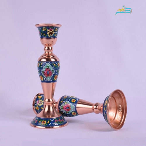 شمعدان بزرگ مس و پرداز، مناسب برای دکور و پذیرایی در منزل و محل کار