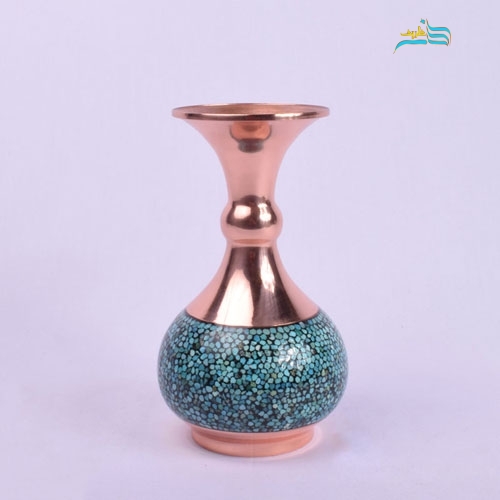 گلدان شلغمی فیروزه کوبی کاملا مناسب دکور و پذیرایی، طراحی منحصر به فرد - هنرظریف