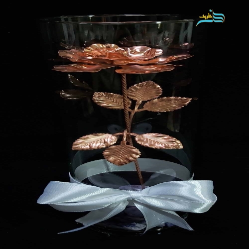 باکس گل شیشه‌ای برنجی با روکش نقره و مواد درجه یک
