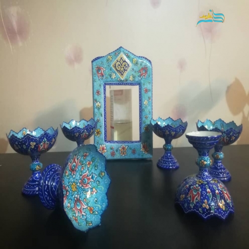 هفت سین میناکاری مس لعاب شده نمای نزدیک