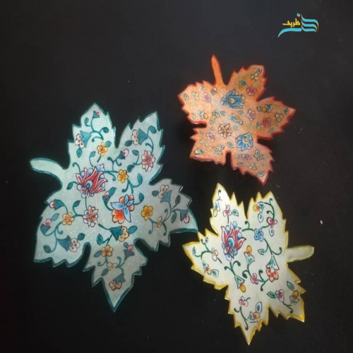 سری سه تایی برگ پاییزی مسی میناکاری تمام نما