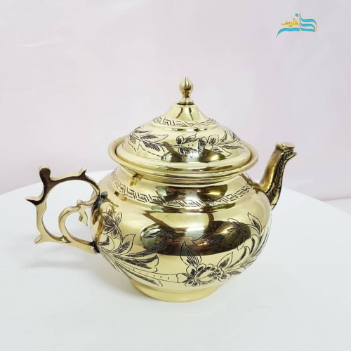 سرویس سماور برنجی زغالی ۶ لیتری داخل قلع کاری صادراتی درجه یک