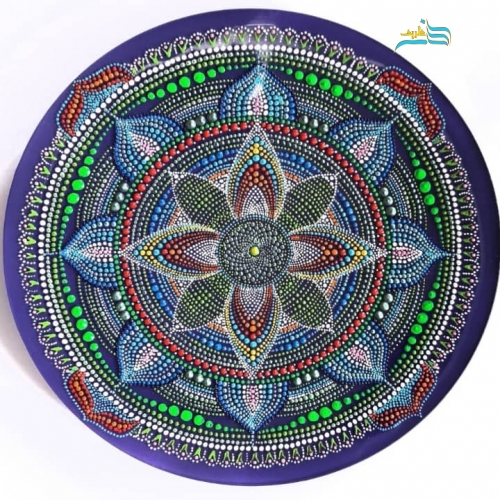 بشقاب شیشه ایی نقطه کوبی دیوارکوب گلبرگ تزیینی با رنگ ثابت و ضد آب
