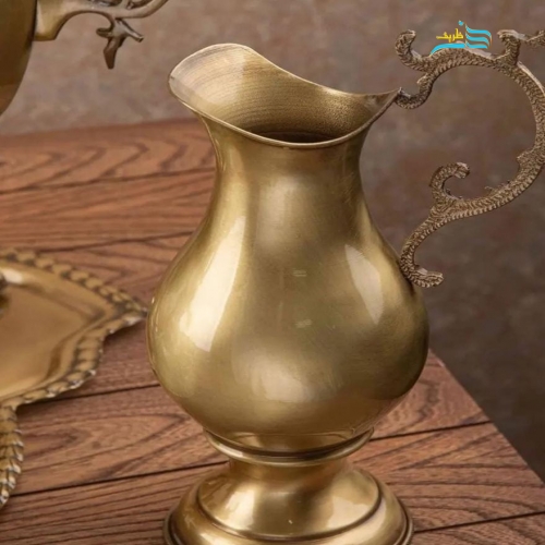 سرویس سماور زغالی ۶ لیتری شش ضلعی دسته ماهی با چایخوری و چراغ