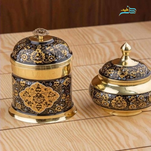 سرویس سماور زغالی اعیانی ۶ لیتری برنجی نقاشی دست ورق ضخیم