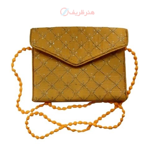 کیف سوزندوزی روی پارچه سات با نخ های طلایی