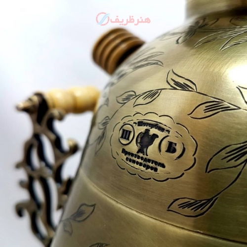 سماور برنجی زغالی ۶ لیتری مدل جام، دسته توری خوشه ای جدید