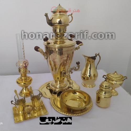 سرویس سماور زغالی برنجی 5 لیتری - هنرظریف