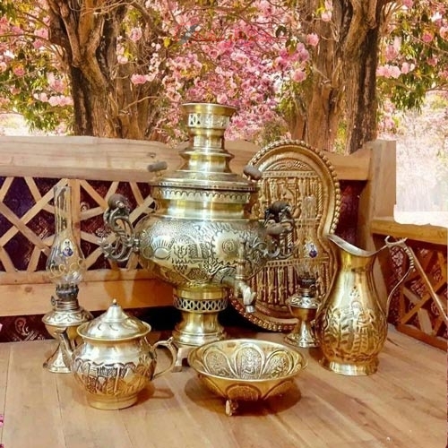 سماور ذغالی 6 لیتری همراه با سرویس کامل 5 تکه - هنرظریف
