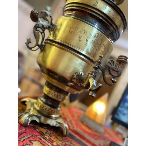 سماور زغالی 26 لیتری سطلی ساده طرح دو خط، با ورق ضخیم