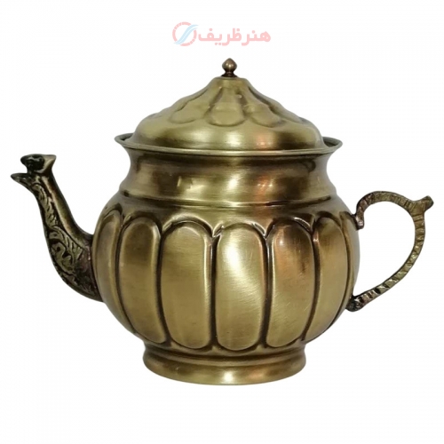 سرویس سماور زغالی 5 پارچه برنجی، مدل عدسی، ظرفیت 3 لیتر