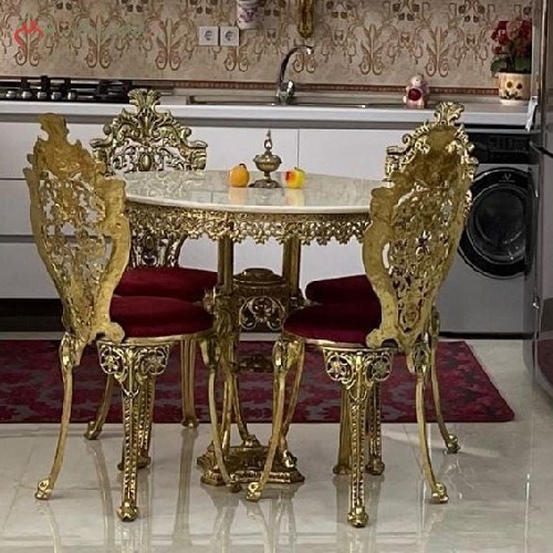 میز ناهار خوری برنزی 4 نفره طرح سلطنتی و رنگ ثابت با ضمانت، کیفیت اعلاء - هنرظریف