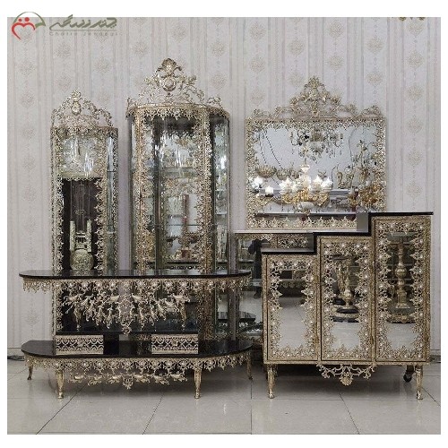 سرویس آینه کنسول برنزی با طرح گل آفتابگردان و ضمانت رنگ بدنه، طراحی زیبا و بی نظیر