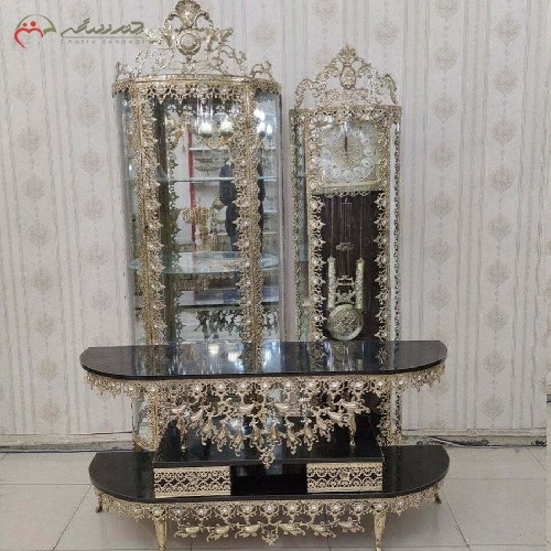 سرویس 3 تکه جهیزیه برنزی دکوراتیو، کد 8024 مدل گل آفتابگردان و رنگ چند لایه، دارای ضمانت - هنرظریف