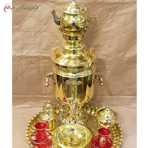 سماور 5 لیتری برنجی ذغالی کد 116 آبکاری شده ی کروم، دارای ضمانت نامه 1 ساله - هنرظریف
