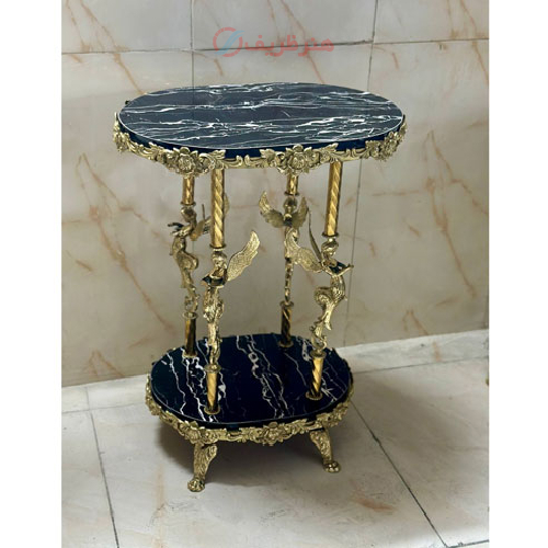 میز برنزی بیضی طرح چهار فرشته گل سرخ_ هنرظریف
