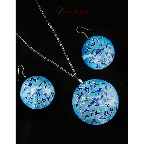 گوشواره و گردنبند مسی میناکاری - هنرظریف