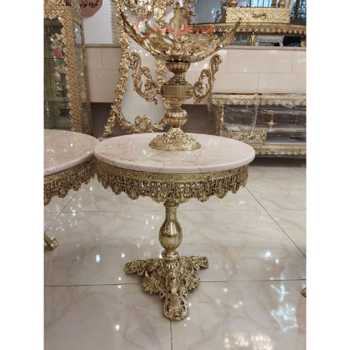 میز خاطره آلومینیومی قطر 50، رویه سنگ