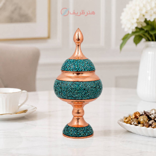 شکلات خوری مسی با فیروزه اصل نیشابور