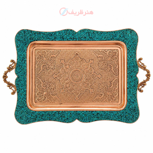 سرویس چای خوری فیروزه کوبی و قلم زنی شش نفره