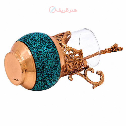 سرویس چای خوری فیروزه کوبی و قلم زنی شش نفره