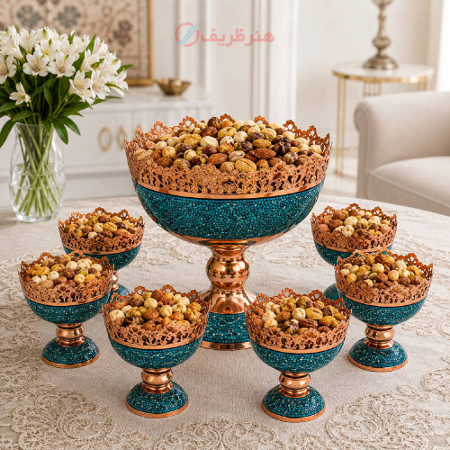 سرویس پذیرایی آجیلخوری فیروزهکوبی هفتپارچه پرنسا