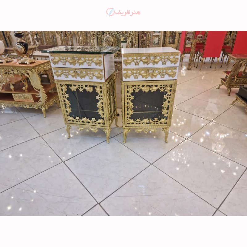 بوفه کوچک ویترینی روکش برنز رنگ ثابت و کیفیت درجه یک - هنرظریف
