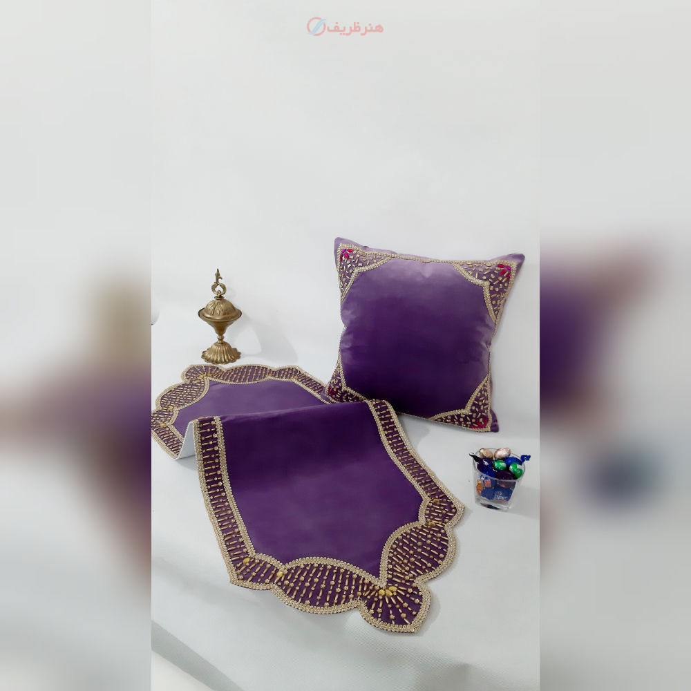 رانر مخمل سنگ دوزی و نواردوزی طرح چشم نظر ۱۴۰×۴۰ قابل شستشو B-9