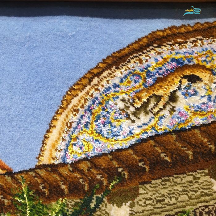تابلو فرش دستباف تبریز طرح باغ ارم شیراز با قاب چوبی ۱۲۰ در ۹۰