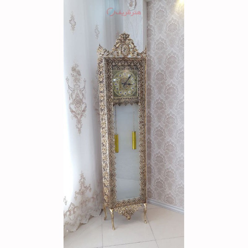 ساعت ایستاده طرح گل شکوفه ریز، جنس آلیاژ آلومینیوم، آبکاری برنز