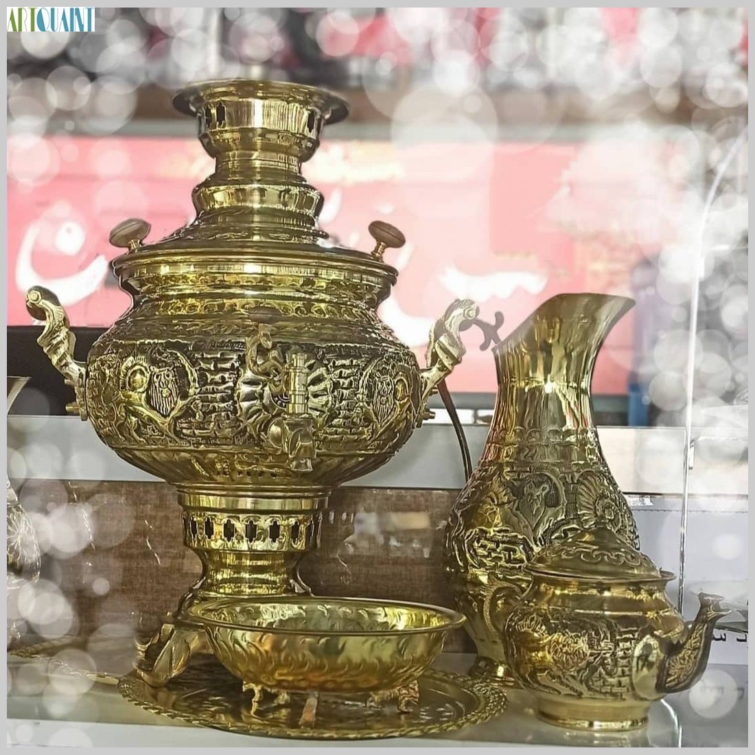 سماور زغالی برنجی 6 لیتری، سرویس زیبا، با کیفیت و با ورق ضخیم - هنرظریف