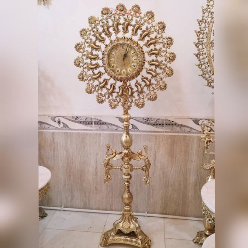 ساعت ایستاده تک ستون، جنس آلیاژ آلومینیوم با کیفیت عالی، آبکاری برنز و رنگ ثابت - هنرظریف
