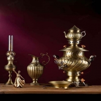 خرید، قیمت و مشخصات سماور گازی برنجی 8 لیتری، دست ساز، کیفیت عالی، بسیار زیبا و خاص | هنرظریف