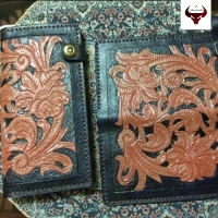 خرید، قیمت و مشخصات کیف حکاکی چرمی دست رنگ با استفاده از چرم گاوی کراست، ظریف و زیبا | هنرظریف